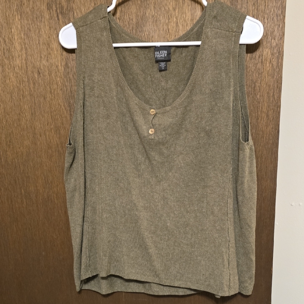Eileen Fisher Khaki Sleeveless Tank Top